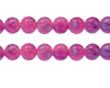 (image for) 12mm Fuchsia/Lilac Marble-Style Glass Bead, approx. 16 beads