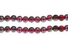 (image for) 8mm Feisty Fuchsia Abstract Glass Bead, approx. 37 beads