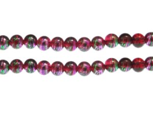 (image for) 8mm Feisty Fuchsia Abstract Glass Bead, approx. 37 beads