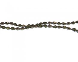 (image for) 6 x 4mm Silver Electroplated Faceted Drop Glass Bead, 20" string