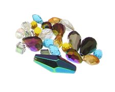 (image for) Approx. 1oz. Random Shiny/Electroplated Faceted Glass Bead