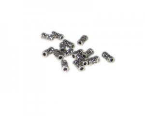 8 x 4mm Silver Tube Etched Metal Spacer Bead, 15 beads