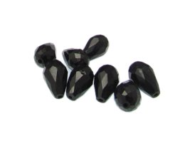 (image for) 16 x 10mm Black Faceted Glass Drop Bead, 8 beads
