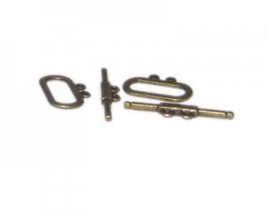 22 x 14mm Bronze 2-hole Metal Toggle Clasp - 2 clasps