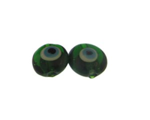 (image for) 24mm Dark Green Lampwork Evil Eye Glass Bead, 2 beads