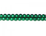 6mm Drizzled Dark Green Glass Bead, approx. 50 beads