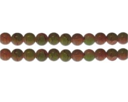 (image for) 10mm Carnelian/Olive Duo-Style Glass Bead, approx. 16 beads