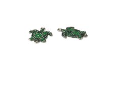 (image for) 24 x 18mm Green Turtle Silver Metal Link, 2 links
