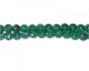 8mm Green Spot Marble-Style Glass Bead, approx. 35 beads