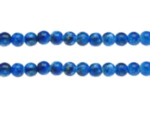 (image for) 8mm Blue Swirl Marble-Style Glass Bead, approx. 38 beads