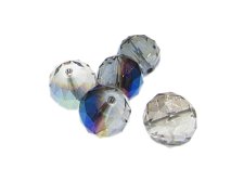 (image for) 14mm Blue/Silver or Silver Faceted Glass Bead, 5 beads