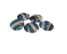 (image for) 20mm Turquoise/White Pattern Lampwork Glass Bead, 5 beads
