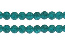 (image for) 10mm Aqua Crackle Frosted Glass Bead, approx. 17 beads