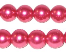 (image for) 12mm Round Deep Fuchsia Glass Pearl Bead, approx. 18 beads