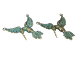 (image for) 40 x 36mm Hummingbird Patina Metal Link, 2 links