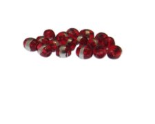 (image for) Approx. 1oz. x 8x6mm Red Oval Glass Bead w/Silver Line