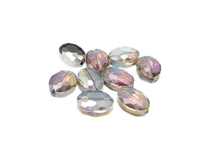(image for) 16 x 12mm Silver Luster Faceted Glass Oval Bead, 8 beads