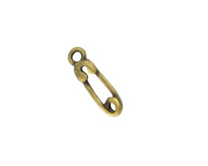 (image for) 6 x 18mm Antique Gold Safety Pin Metal Charm - 4 charms
