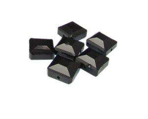 (image for) 14mm Black Faceted Glass Square Bead, 6 beads