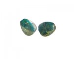 24 x 22mm Aqua Foil Lampwork Glass Bead, 2 beads 24 x 22mm Aqua Foil Lampwork Glass Bead, 2 beads