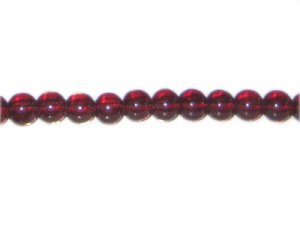 8mm Dark Red Pressed Glass Bead, 12" string