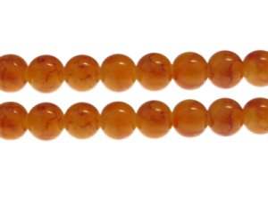 (image for) 12mm Orange Marble-Style Glass Bead, approx. 18 beads
