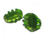 32 x 28mm Green Foil Leaf Lampwork Glass Bead, 2 beads 32 x 28mm Green Foil Leaf Lampwork Glass Bead, 2 beads