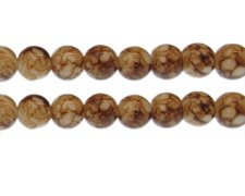 (image for) 12mm Sandy Brown Marble-Style Glass Bead, approx. 17 beads