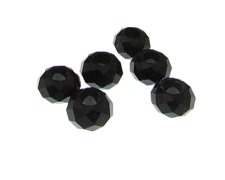 (image for) 14 x 8mm Black Faceted Glass Bead, 6 beads, very large hole