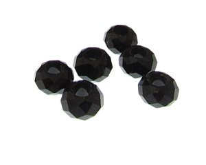 (image for) 14 x 8mm Black Faceted Glass Bead, 6 beads, very large hole
