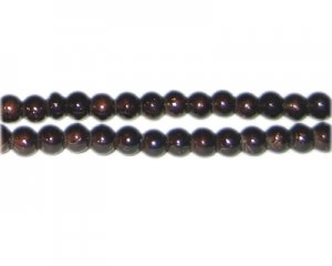 6mm Drizzled Copper Glass Bead, approx. 43 beads