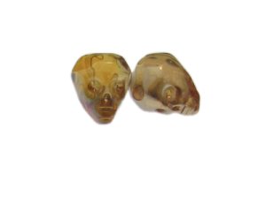 (image for) 24 x 20mm Peach/Apricot Skull Glass Bead, 2 beads