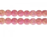 12mm Pink/Yellow Duo-Style Glass Bead, approx. 14 beads
