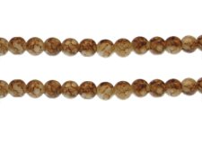 (image for) 8mm Sandy Brown Marble-Style Glass Bead, approx. 53 beads