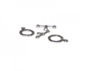 18 x 14mm Silver Etched Metal Toggle Clasp - 2 clasps
