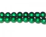 10mm Drizzled Dark Green Bead, approx. 17 beads