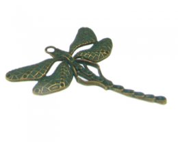 (image for) 54 x 50mm Dragonfly Patina Metal Pendant