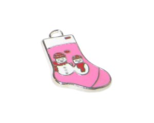 (image for) 16 x 24mm Enamel Fuchsia Stocking Metal Charm