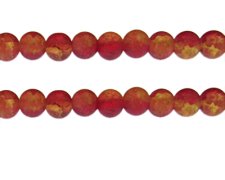 (image for) 10mm Red/Yellow Crackle Frosted Duo Bead, approx. 17 beads