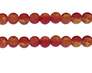 (image for) 10mm Red/Yellow Crackle Frosted Duo Bead, approx. 17 beads