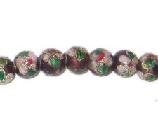 (image for) 8mm Maroon Round Cloisonne Bead, 6 beads