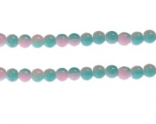 (image for) 8mm Pastel Blue/Pink Duo-Style Glass Bead, approx. 38 beads