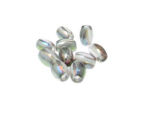 (image for) 10 x 8mm Silver Luster Glass Oval Bead, 10 beads, large hole