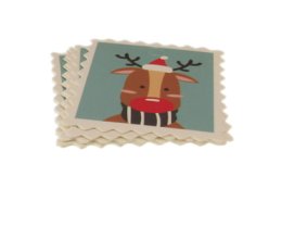 (image for) 1.5 x 2" Christmas Reindeer Gift Tag with hole, 6 tags