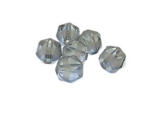 (image for) 14mm Silver w/Line Faceted Glass Bead, 6 beads