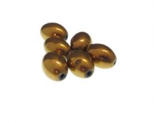 (image for) 16 x 12mm Gold Oval Electroplated Glass Bead, 6 beads