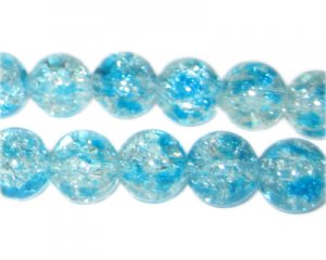 12mm Bluebell Crackle Spray Glass Bead, approx. 18 beads
