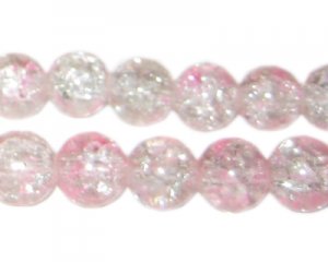 12mm Carnation Crackle Spray Glass Bead, approx. 18 beads