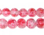 12mm Rose Crackle Spray Glass Bead, approx. 18 beads 12mm Rose Crackle Spray Glass Bead, approx. 18 beads
