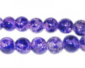 10mm Lavender Crackle Spray Glass Bead, approx. 22 beads